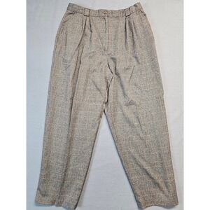 Karen Scott Plaid Pleated Front Pants Women's Size 18 Gray Tan Orange